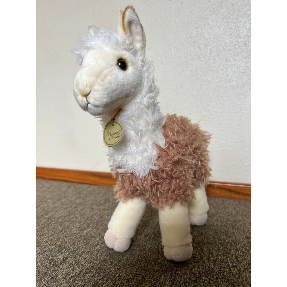 Miyoni by Aurora 12" Llama plush toy; two tone tan and white.